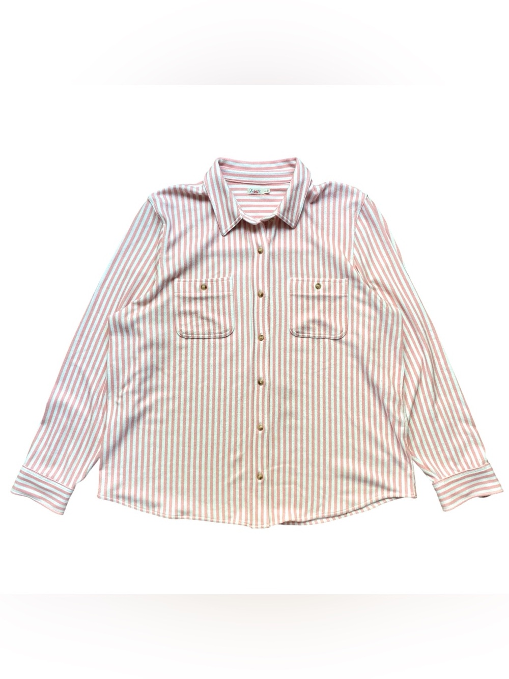 Faherty Legend Sweater Shirt Button Up Pink Stripe Knit Soft Stretch Womens XXL